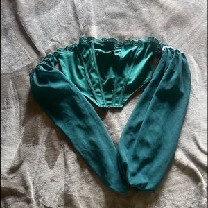Emerald off the shoulder crop top